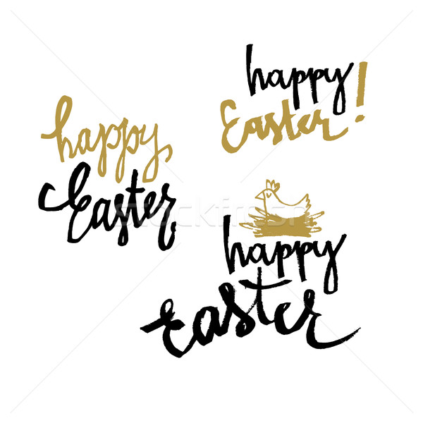 Easter eggs pattern colorful background and 'Happy Easter' greet Stock photo © pashabo