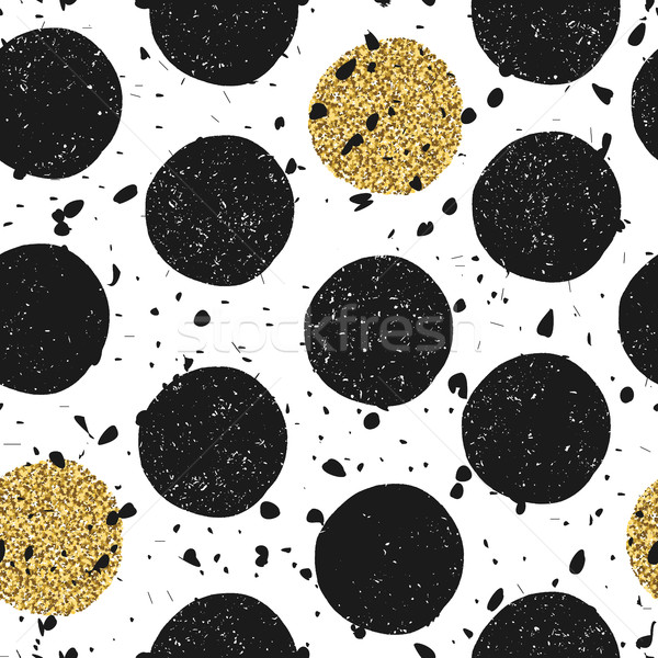 Chaotic black particles and regular big gold and black dots. Sea Stock photo © pashabo
