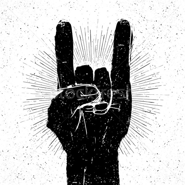 Grunge 'rock on' gesture illustration. Template for your slogan, Stock photo © pashabo