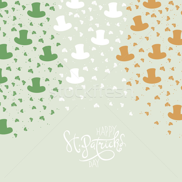 St. Patrick's Day Background. Clover leafs and hats on flag colo Stock photo © pashabo