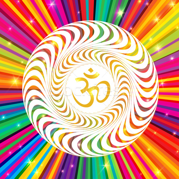 Simbol colorat razele psychedelic soare aur Imagine de stoc © pashabo