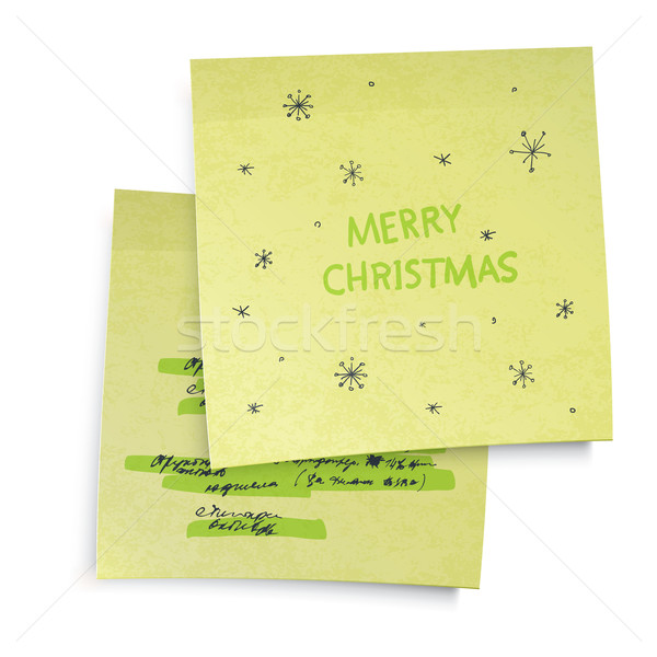 Business yellow sticky notes with Merry Christmas greetings. Vec Stock photo © pashabo