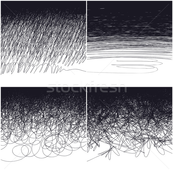 Four types doodles: uniform, wide, curlicues, chaotic. Design ba Stock photo © pashabo