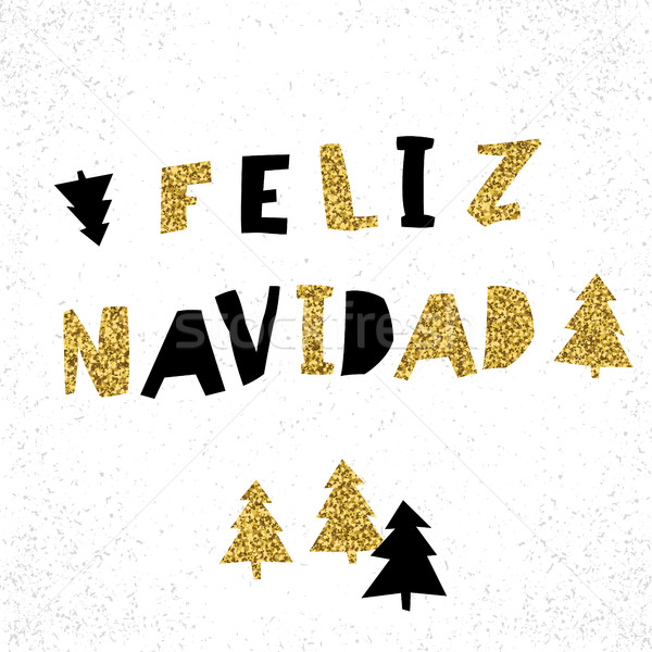 Feliz Navidad. Vector Merry Christmas card template in spanish l Stock photo © pashabo