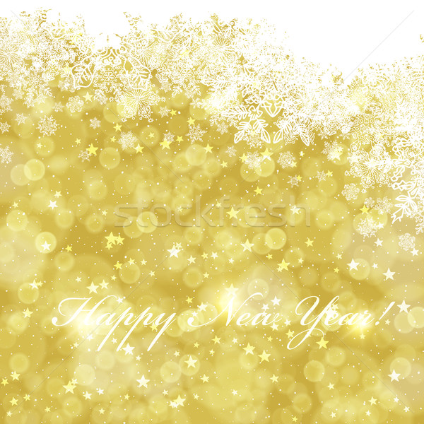 Stock photo: Happy New Year greeting card with golden background.