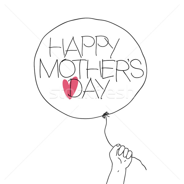 Child hold the thread of balloon with greeting text and heart si Stock photo © pashabo