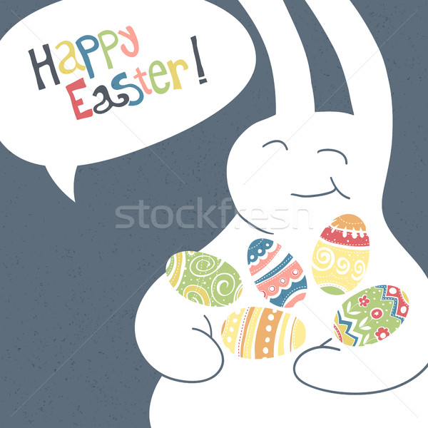 Stok fotoğraf: Tebrik · kartı · beyaz · Paskalya · tavşan · komik · tavşan