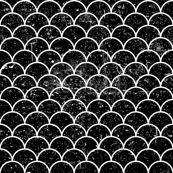 Grunge fish scales monochrome seamless pattern. Abstract black a Stock photo © pashabo