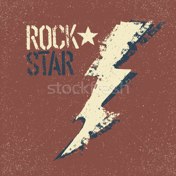 Rockstar. Grunge lettering with thunderbolt symbol. Tee print de Stock photo © pashabo