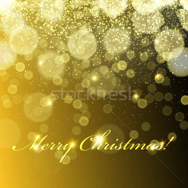Neşeli Noel altın ışıklar kar yağışı vektör Stok fotoğraf © pashabo