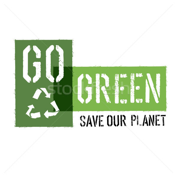 Stock photo: Ecology Concept Illustration. Go Green Headline with Reuse Symbo