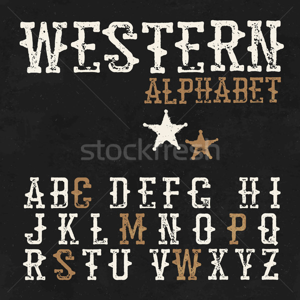 Foto d'archivio: Occidentale · alfabeto · lavagna · vintage · lettere · etichette