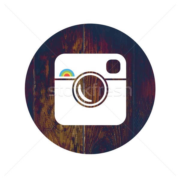 Hipster Photo Icon on Wooden Texture with Cross Process Effect Stock photo © pashabo