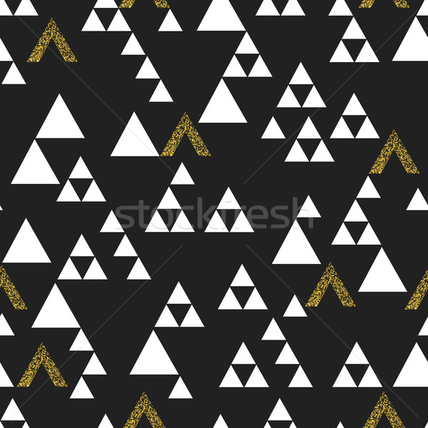 Arany mértani háromszög végtelen minta fekete vektor Stock fotó © pashabo