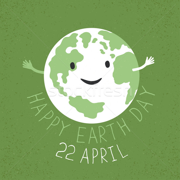 Earth Day Illustration. Earth smiling and reveals a hug. Grunge  Stock photo © pashabo