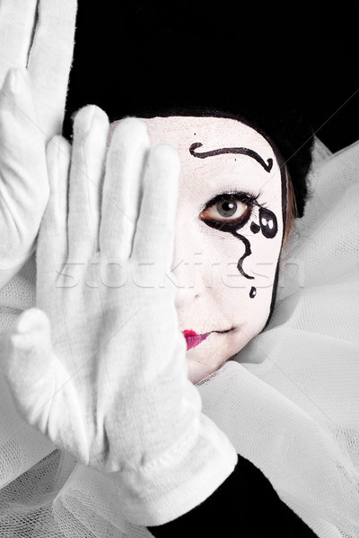 Portret kobiet clown smutne strony urodziny Zdjęcia stock © Pasiphae