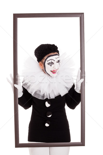 Kobiet clown ramki patrząc zły kobieta Zdjęcia stock © Pasiphae