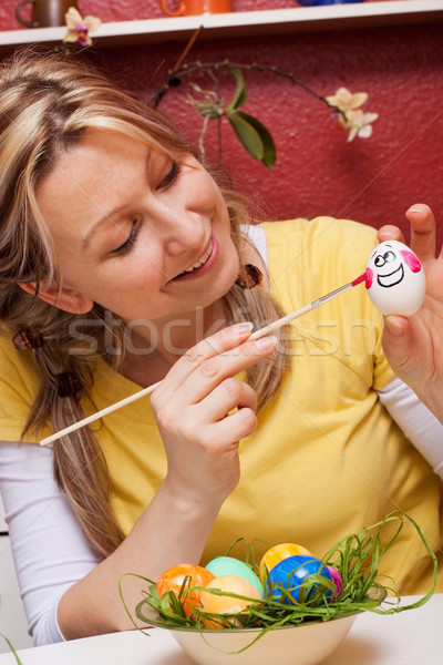 young woman painted an egg Stock photo © Pasiphae