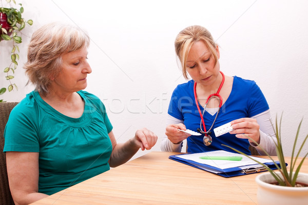 Advising a Senior on the dose of medication Stock photo © Pasiphae