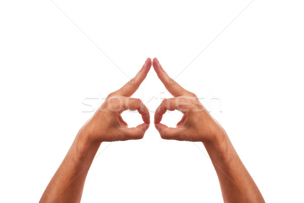 Two caucasion hands are building a symbol Stock photo © Pasiphae