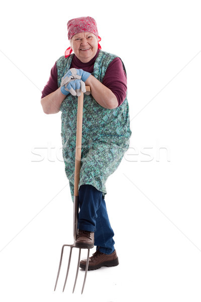 Active elderly woman holding pitchfork 3 Stock photo © Pasiphae