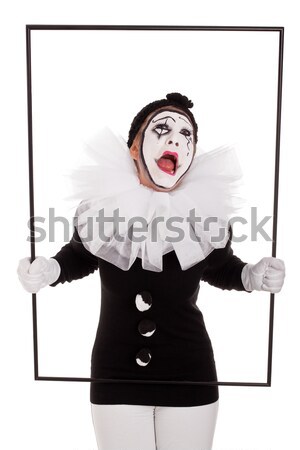 female clown with flower in hand Stock photo © Pasiphae