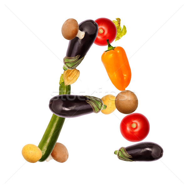 The letter A in various fruits and vegetables Stock photo © Pasiphae