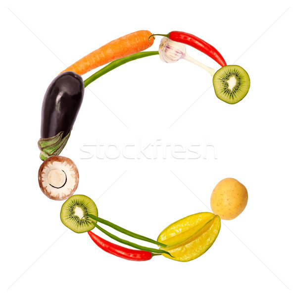 Buchstaben c unterschiedlich Früchte Gemüse Schriftart Stock foto © Pasiphae