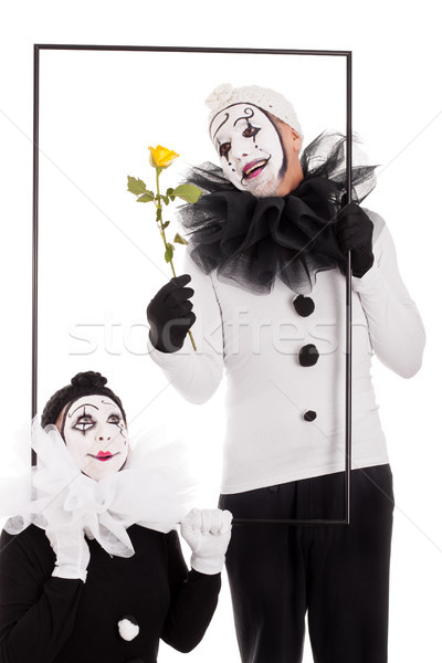two clowns in a frame with flower Stock photo © Pasiphae