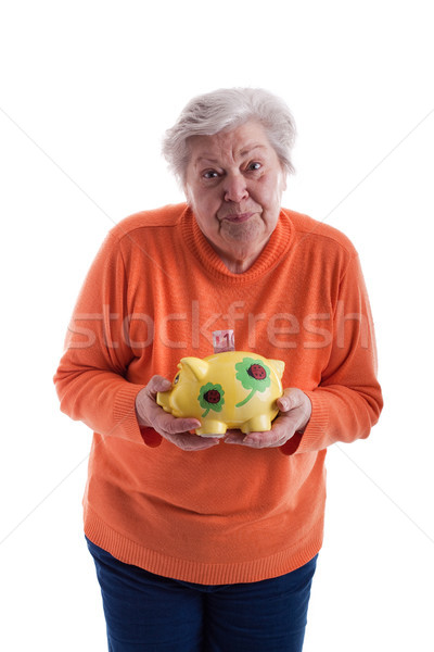 Foto stock: Senior · velha · poupança · caixa