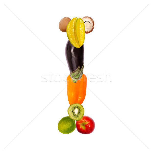 Litera i różny owoce warzyw chrzcielnica Zdjęcia stock © Pasiphae