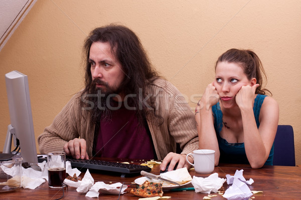 Beautiful woman gets no attention from Nerd Stock photo © Pasiphae