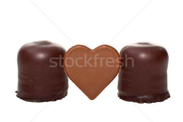 two marshmallows with chocolate heart Stock photo © Pasiphae