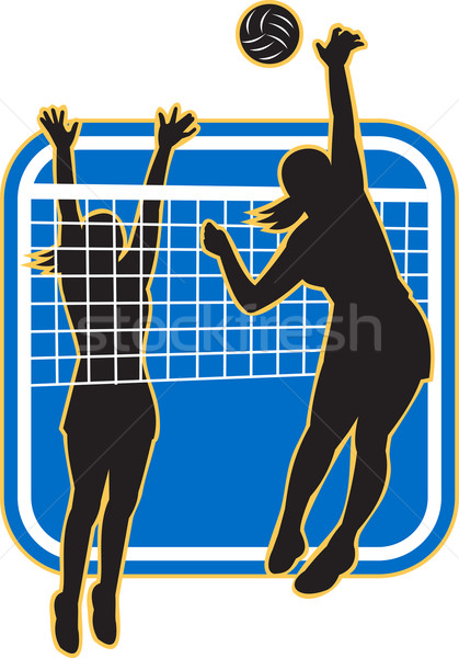 Volleyball Player Spiking Blocking Ball  Stock photo © patrimonio