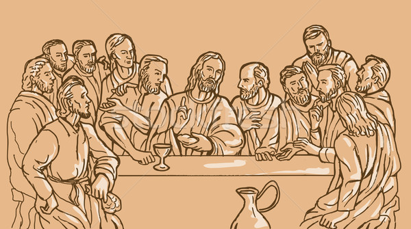 Utolsó vacsora Jézus Krisztus megmentő illusztráció Stock fotó © patrimonio