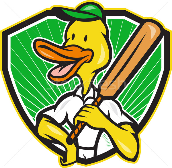 Duck Cricket Player Batsman Cartoon Stock photo © patrimonio