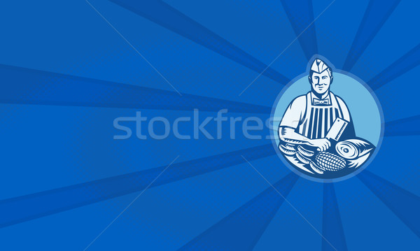 Butcher With Meat Cleaver Meat Cuts Retro  Stock photo © patrimonio