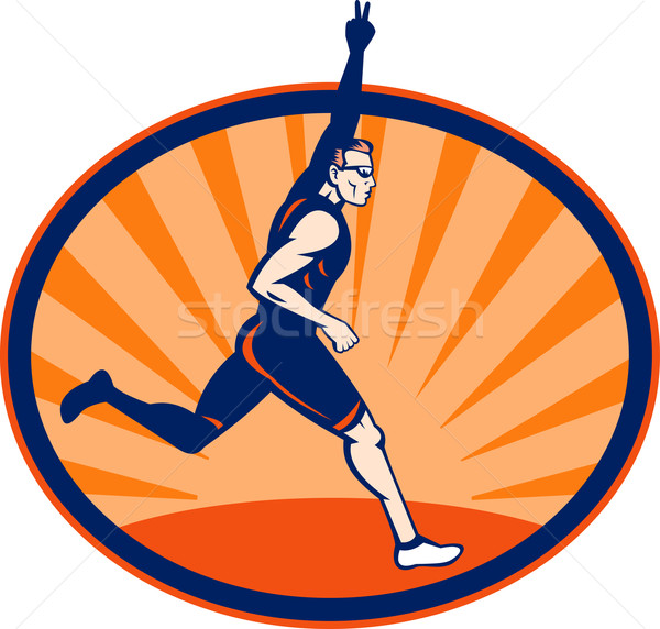 Triatlon alergător victorie semna ilustrare Imagine de stoc © patrimonio