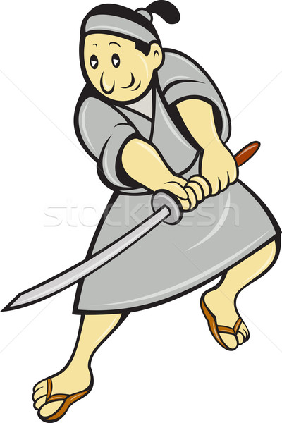 Japon samuray savaşçı kılıç örnek karikatür Stok fotoğraf © patrimonio