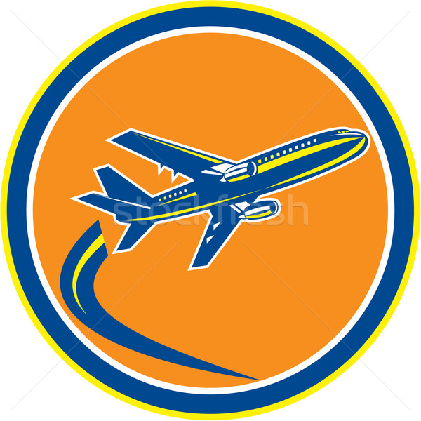 Commercial Jet Plane Airline Flying Retro Stock photo © patrimonio