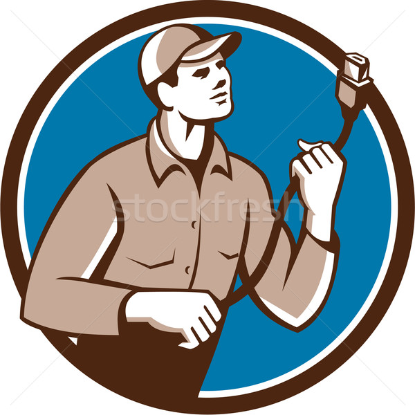 Lucrător priză cordon cerc retro Imagine de stoc © patrimonio