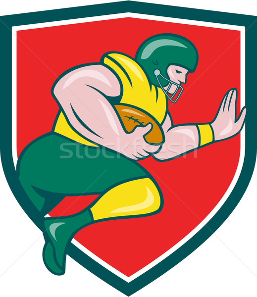 Stock photo: American Football Running Back Charging Crest Cartoon