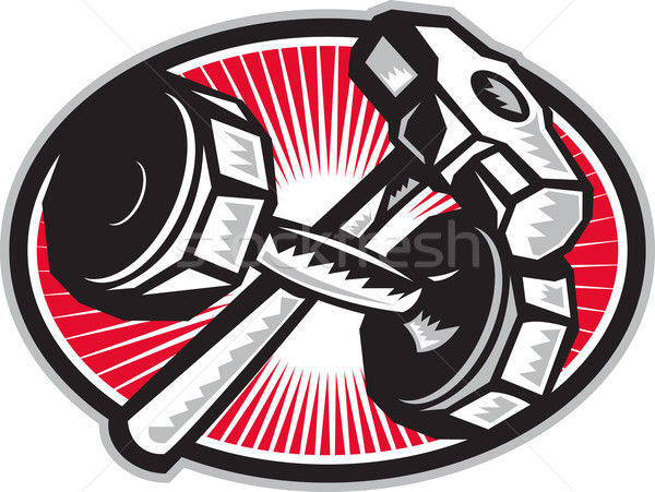 Dumbbell and Sledgehammer Retro Stock photo © patrimonio