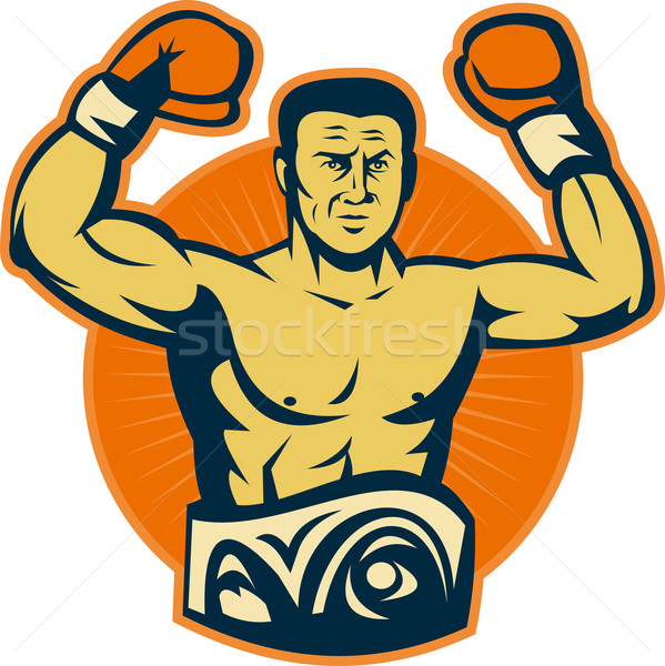 Campion boxer campionat centură ilustrare sportiv Imagine de stoc © patrimonio