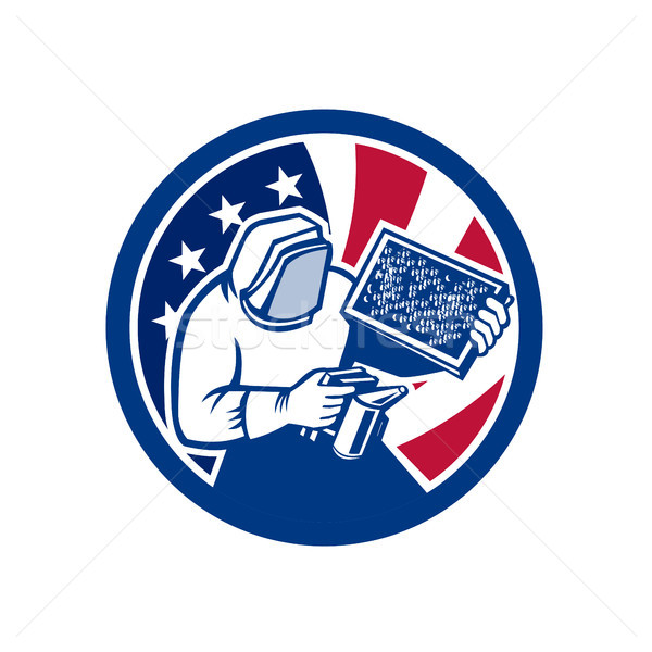 American Beekeeper USA Flag Icon Stock photo © patrimonio