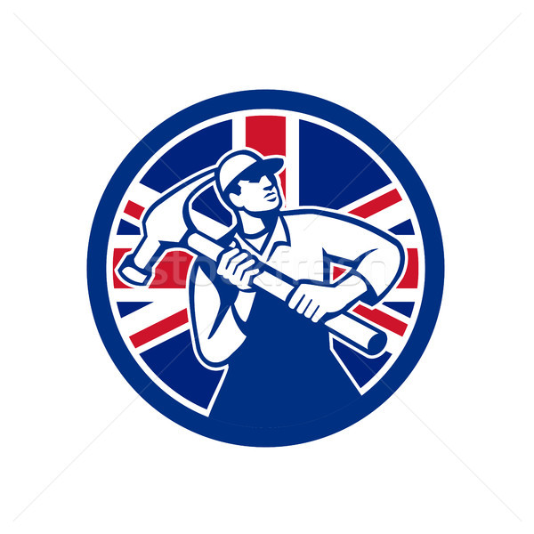 Foto stock: Britânico · union · jack · bandeira · ícone · estilo · retro · ilustração