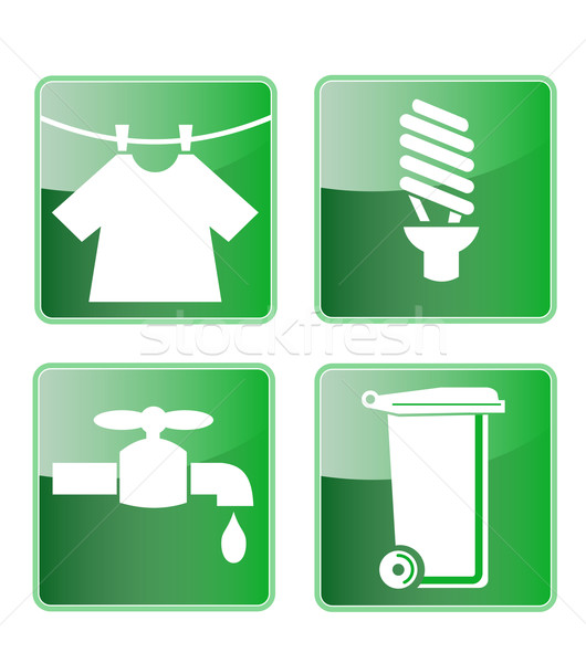 laundry cf light bulb water faucet rubbish bin icon Stock photo © patrimonio