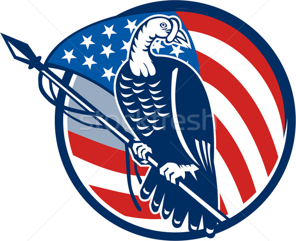 Wild Turkey Perching American Flag Stock photo © patrimonio