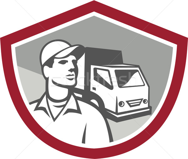 Removal Man Delivery Van Shield Retro Stock photo © patrimonio