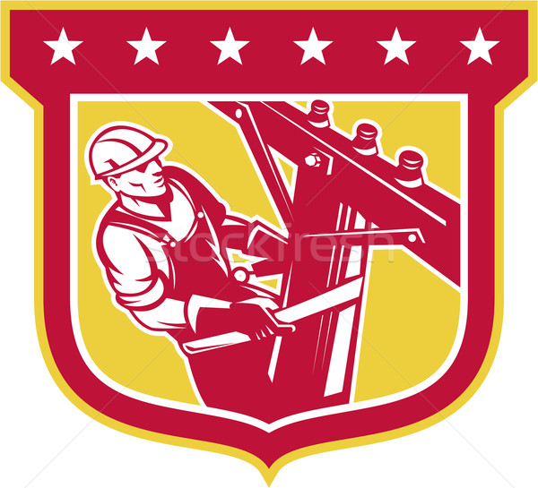 Power Lineman Telephone Repairman Shield Stock photo © patrimonio